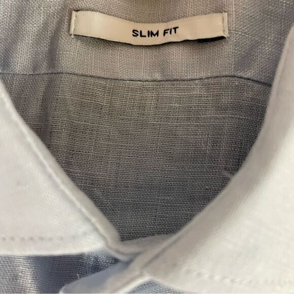 REISS Holiday Slim Fit Linen Button Through Shirt, Light Blue Size, XL NWOT - Picture 7 of 10